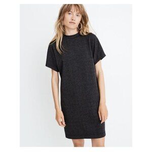 Madewell Mockneck Tee Dress in Glen (Gray) Plaid, XXS EUC